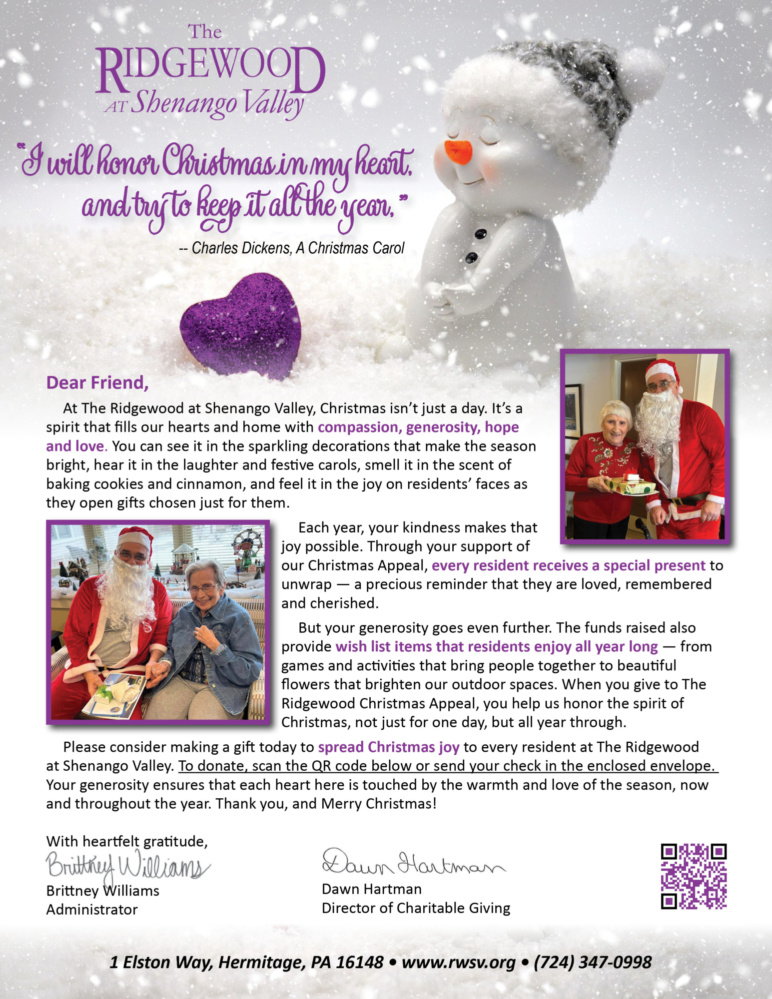 RWSV 2025 Christmas Appeal Dear Friend