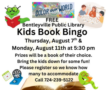 Kids Book Bingo Aug 25
