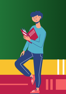 Illustration of a person reading a book