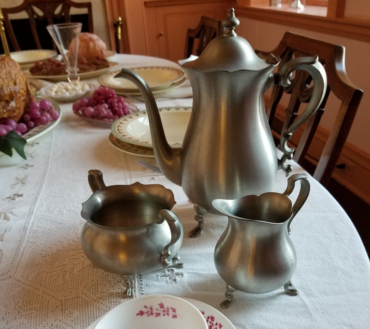 Dining Table with Pewter Teapot