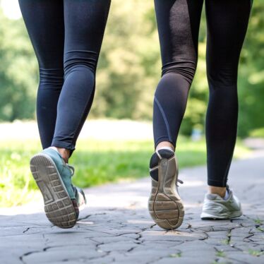 Women hiking just legs