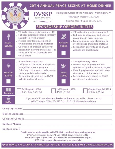2026 Dinner Sponsor Form