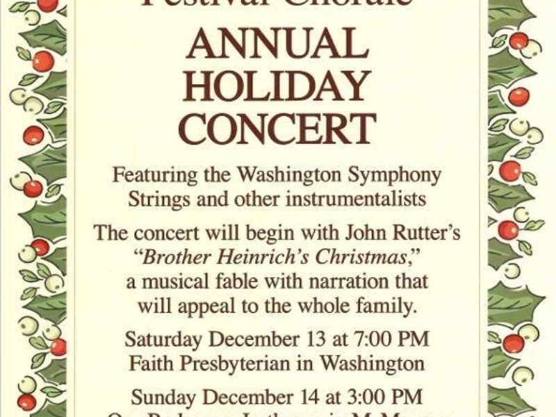 Washington Festival Chorale Annual Holiday Concert Featuring WSO Strings