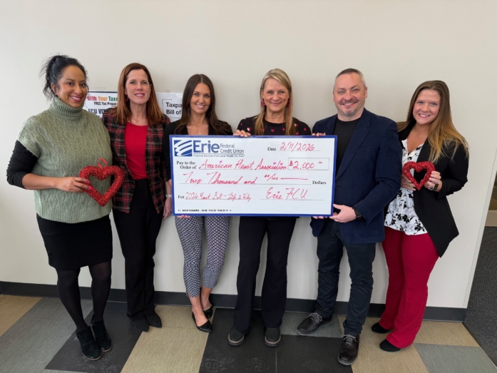 26 AHA donation check presentation from Erie FCU