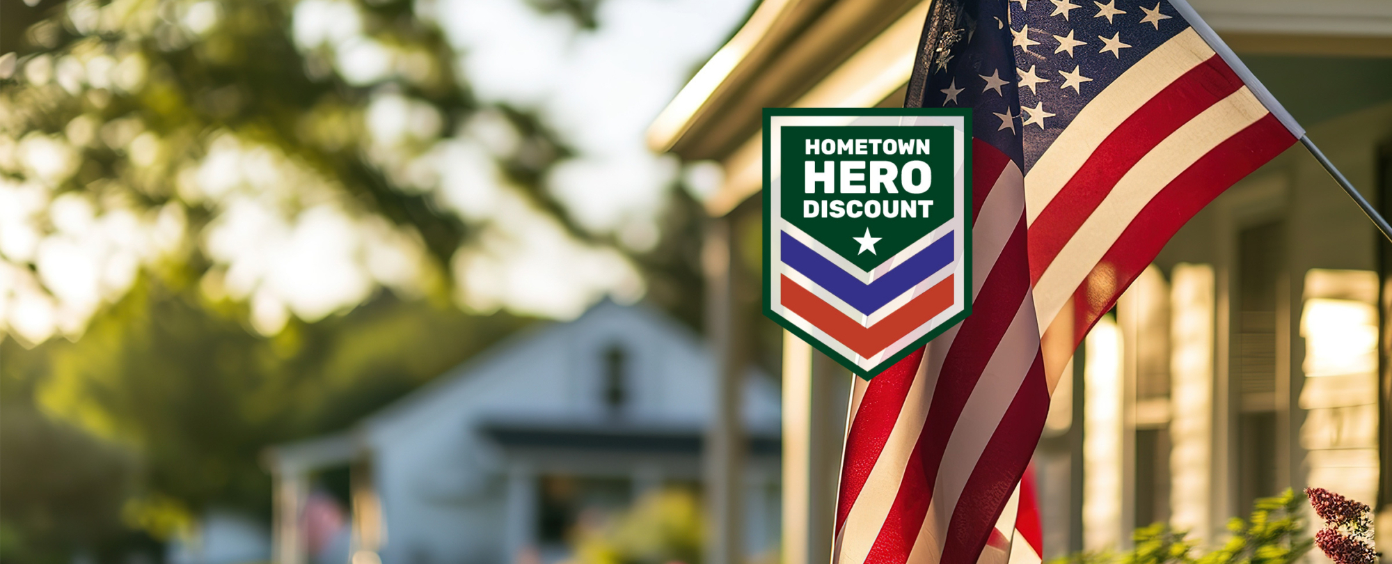 Home town hero logo with flag