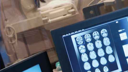 MRI room with screens