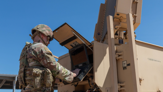Soldier Using Display Sunny Non Identifiable