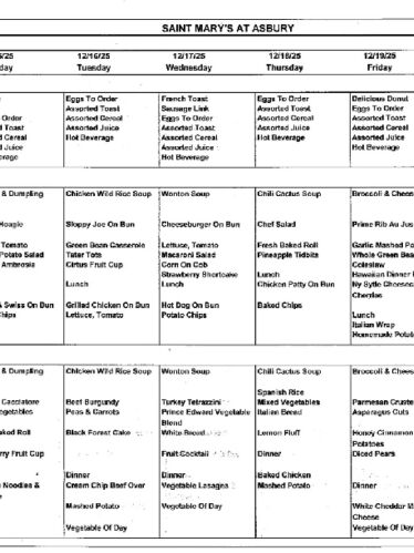Dining Room Menu: December 14-20, 2025