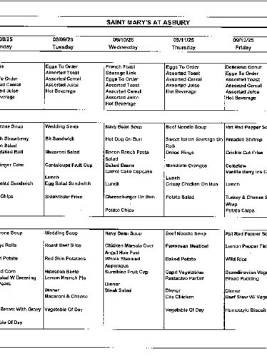 Dining Room Menu: September 7-13, 2025
