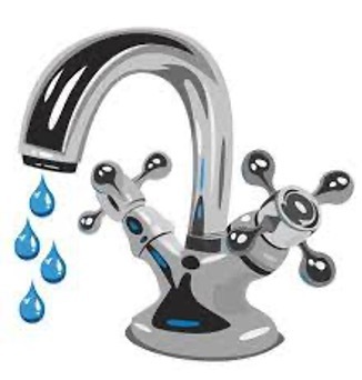 Faucet with illustrated water droplets