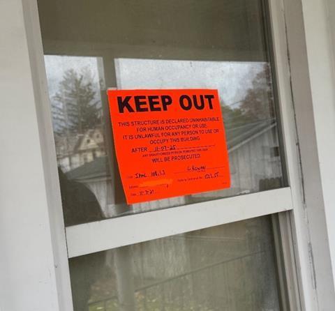 Keep Out sign on door