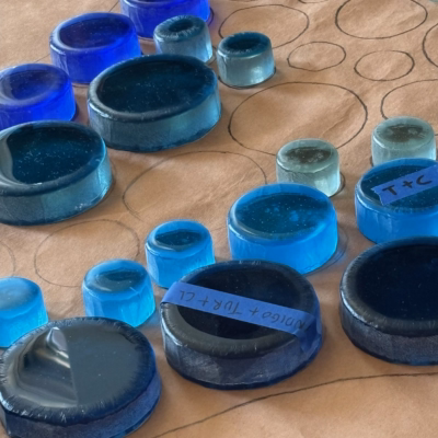 Hidden Creek Glass Discs Close Up and Different Colors