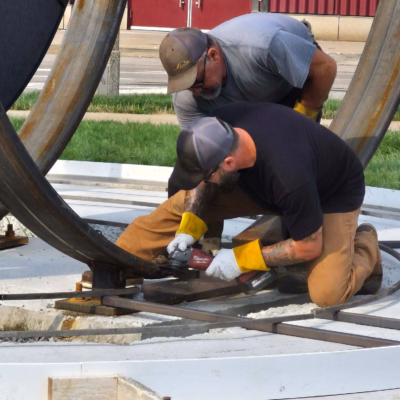 Welding to concrete base