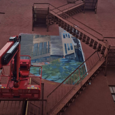 Install bottom left portion of the mural