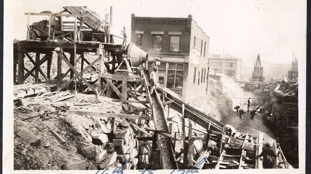 Pouring concrete from 16th to 17th St