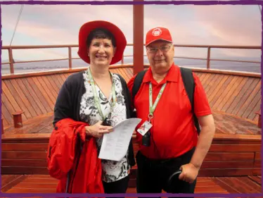 Jim and Mary Margaret Malue aboard Noah on the Sea of Galilee
