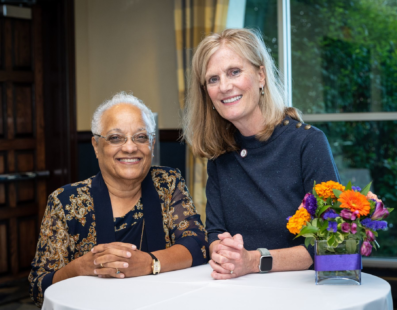 Edith Benson (L) and Lisa Louis (R) at the Catholic Foundation's donor event where Edith was welcomed into the Legacy Society.