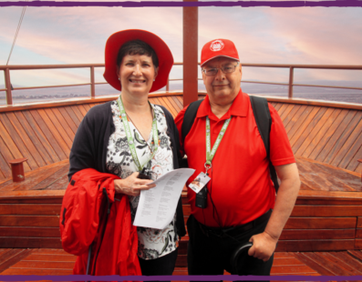 Jim and Mary Margaret Malue aboard Noah on the Sea of Galilee
