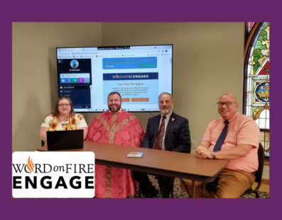 Teia Barger (Youth Facilitator), Fr. Barnes (Pastor), Deacon Luciani (Adult Faith Formation) and Deacon Aubel of Saint Michael Parish in Greenville