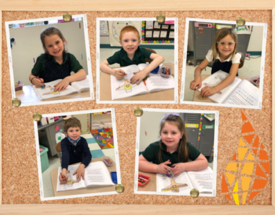 Saint Michael School students enjoying their new religion books.