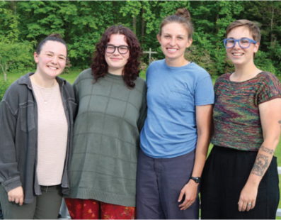 Emily Brandt, Erin Falk, Melissa Pfeifer, and Benedictine Peacemakers program director Michelle Scully