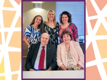 Sam and Joanne at their 50th anniversary dinner with their three daughters (l to r) Devon M. Kuehne, Katie M. Dunlap, and Erin M. Boyd