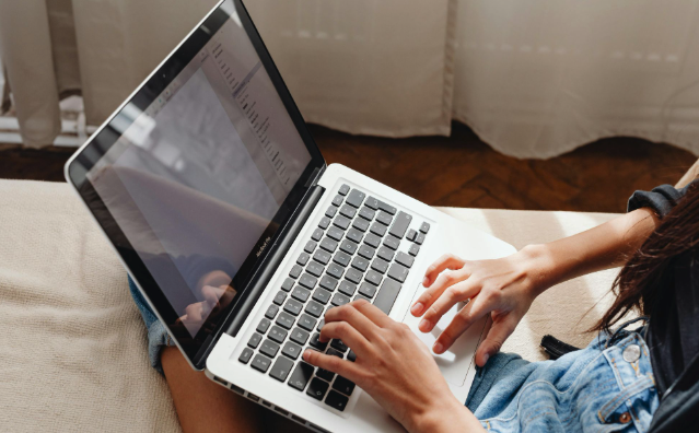 Typing on a lap top