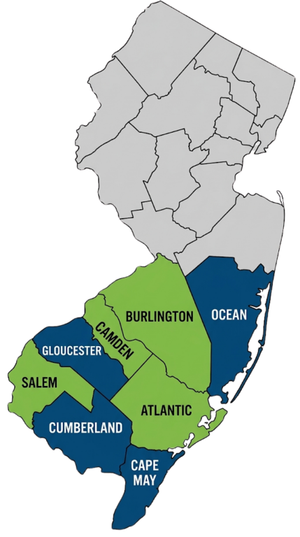 South jersey County Map Illustration
