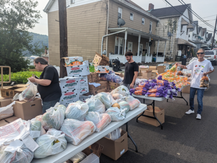 Giving food share outside
