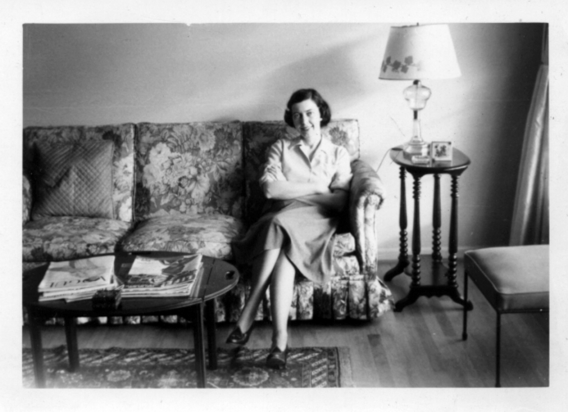 Madeline Schneider on a couch January 1953